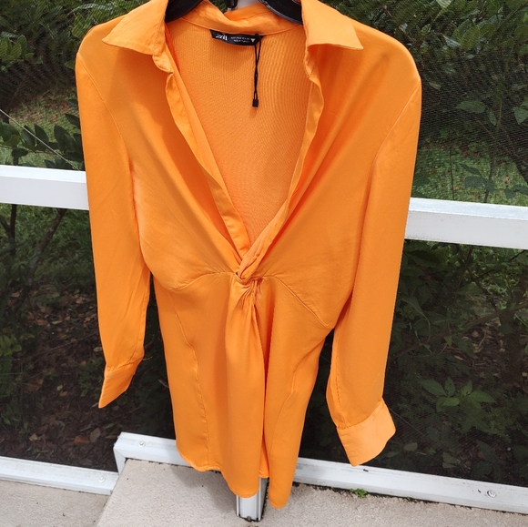 Zara orange satin mini dress - Picture 10 of 12